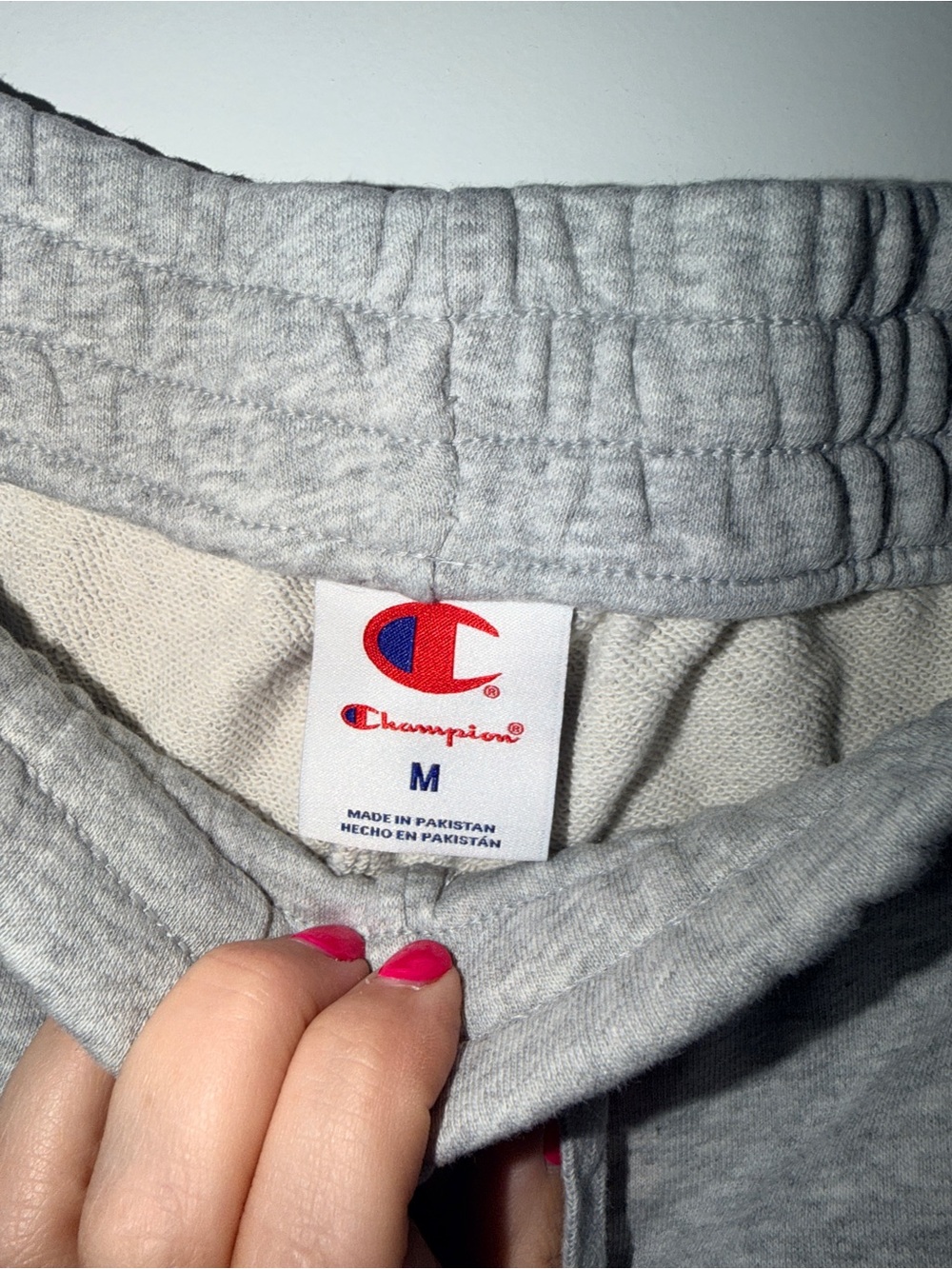 Champion Light Gray Terry Sweatshirt and Matching Athletic Shorts, Size L/M - Picture 14 of 14